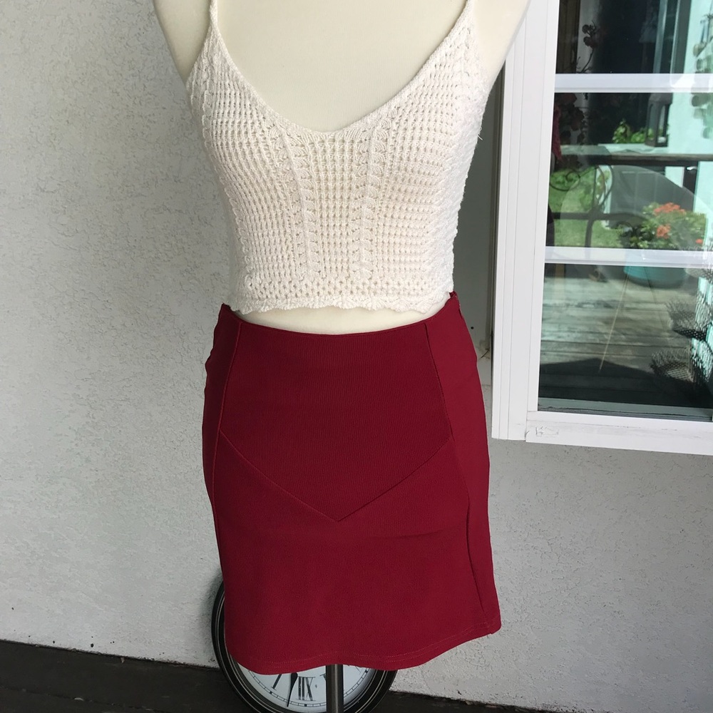 Burgundy Mini Skirt